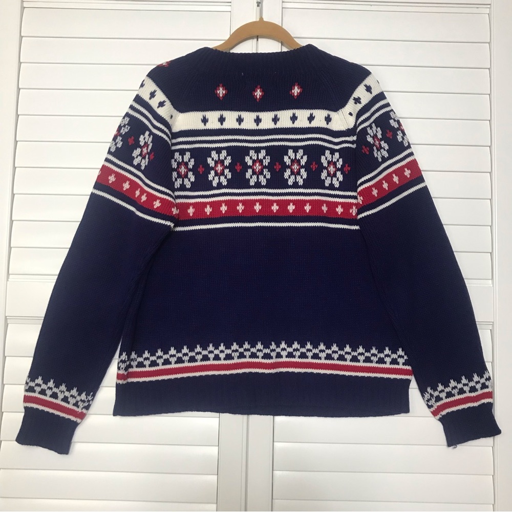 70’s Vintage Large Nordic Navy Snowflake Acrylic Sweater JC Penney - Picture 4 of 6